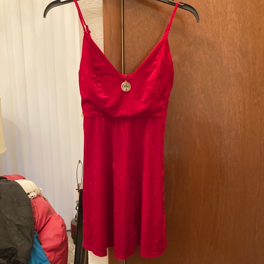 FOREVER21 red velvet vintage mini dress